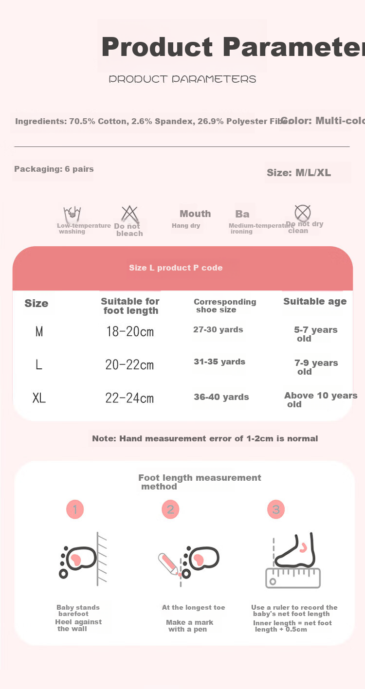 Bingxuemumian Children's Socks, Girls' Mid-Calf Cotton Socks for Spring, Autumn And Winter, 6 Pairs, Breathable, Suitable for Small to Big Kids, Versatile Lace Short Socks for Students 6