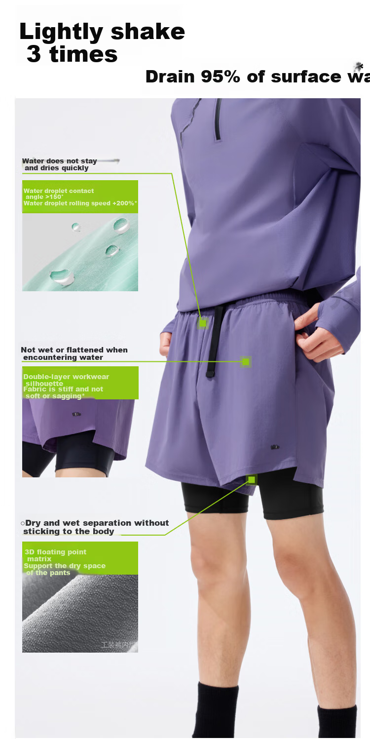 Beneunder Men's Quick-Dry Sun Protection Double-Layer Water Sports Outdoor Surfing Swim Shorts UD002 Dusk Black XL 9