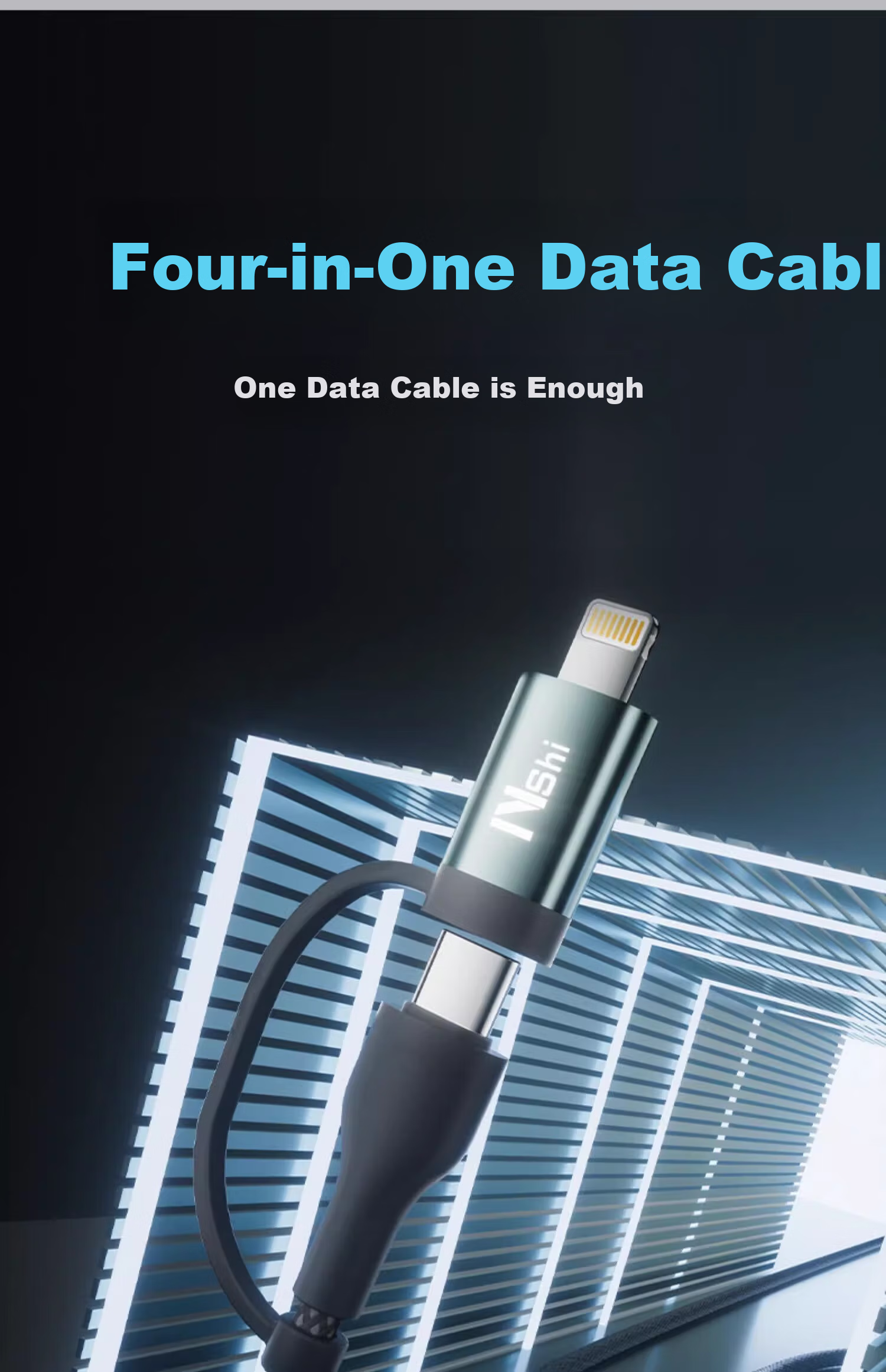 Nengshi Four-In Charging Cable, Type-C Data Cable, PD Dual-Head Fast Charging, Suitable for Apple IPhone, Huawei, Xiaomi IPad/tablet/laptop, 1.5 Meters 1