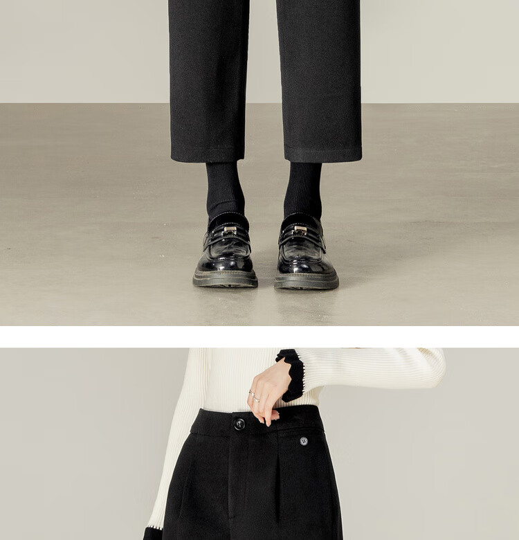 Sentubila Autumn Thick Woolen Warm Women's Casual High-Waist Tailored Tapered Slim Fit Slightly Stretchy Commuter Cropped Pants 10