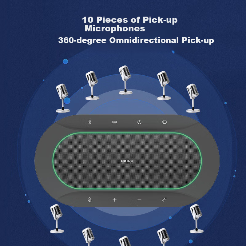 DAIPU DP-BM60 - всенаправленный микрофон для видеоконференций, 6 метров, Bluetooth, USB, 10-элементная решетка, для помещений 60 м²