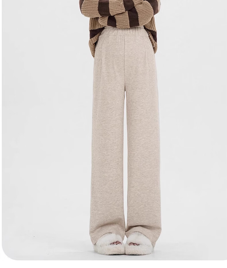 Sidoo Maternity Pants Spring Autumn Wide Leg Pants Non-Belly Support Fleece Lined Plus Size XL Oatmeal 7