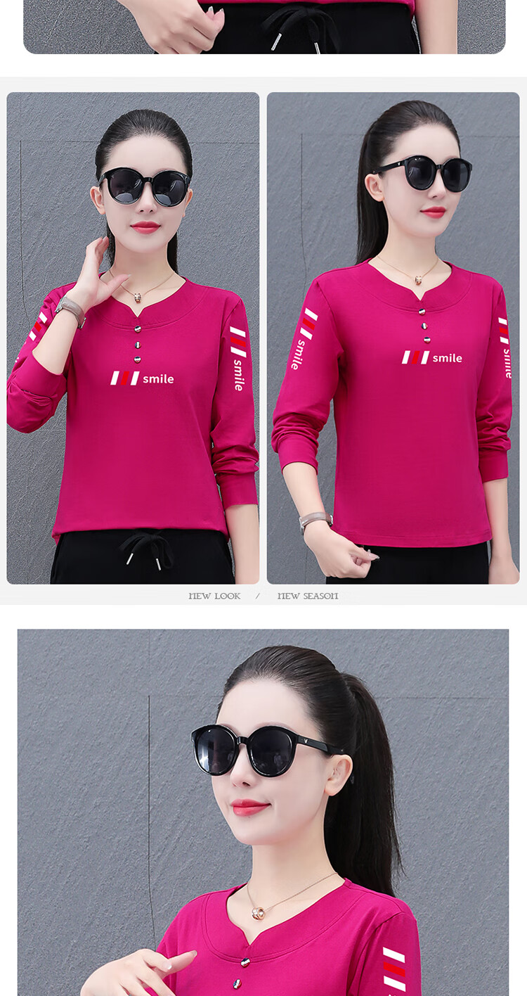 Woodpecker Pure Cotton Regular Shoulder Long Sleeve T-Shirt Women Autumn New Casual Plus Size Slim Fit Base Shirt Top Black 3XL 10