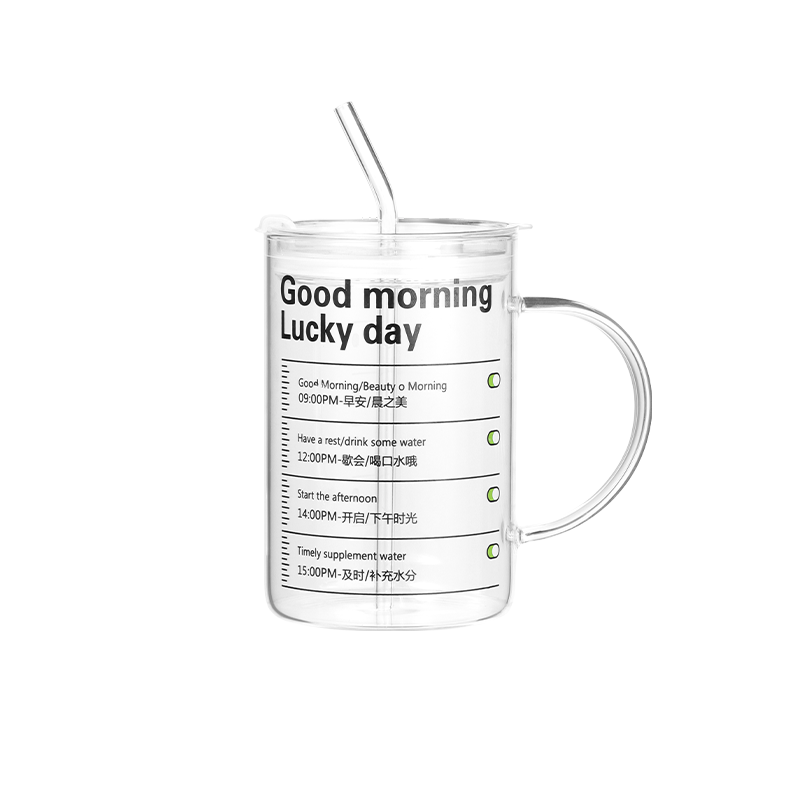 BJ High Borosilicate Glass Cup with Straw, Large Capacity Office Tea Infuser Mug, Heat-Resistant Children's Water Bottle, 1000ml