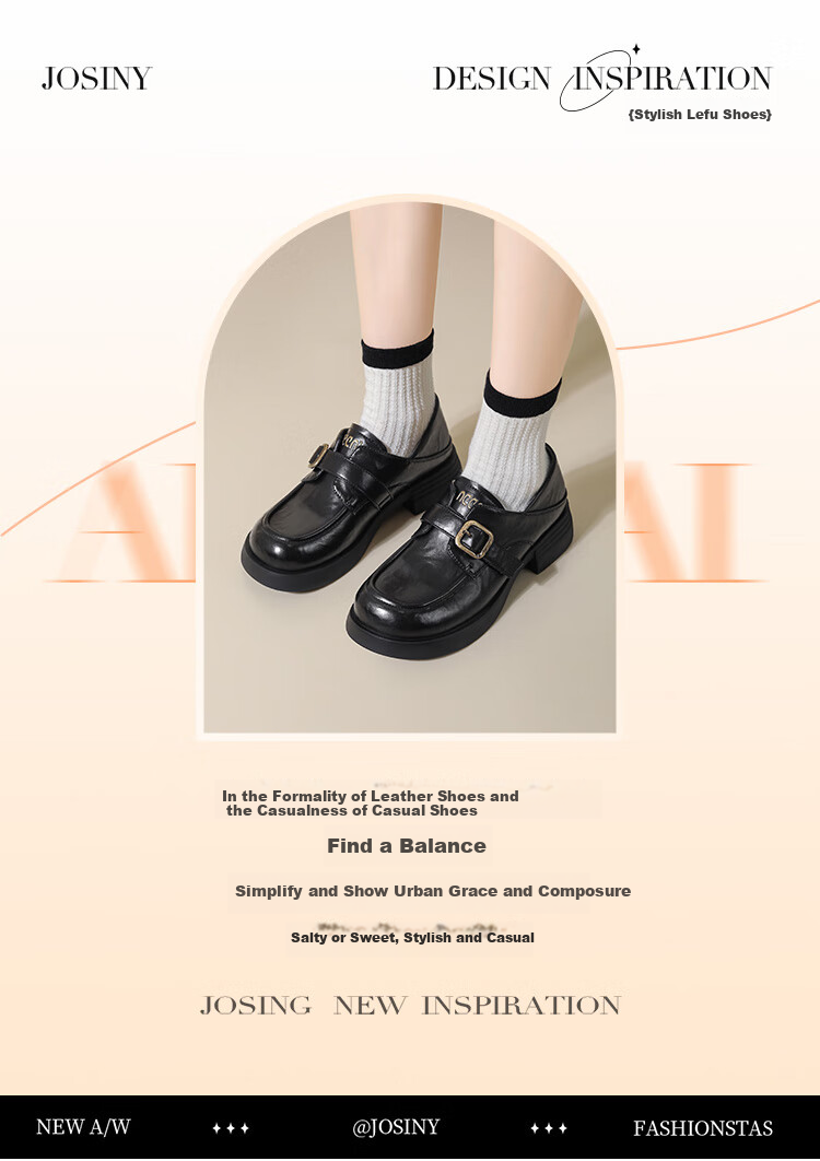 Josiny Black Versatile Elegant Leather Shoes for Women, Spring British Style Loafers, Thick-Soled Chunky Heel Wine Red Color Size 37 1