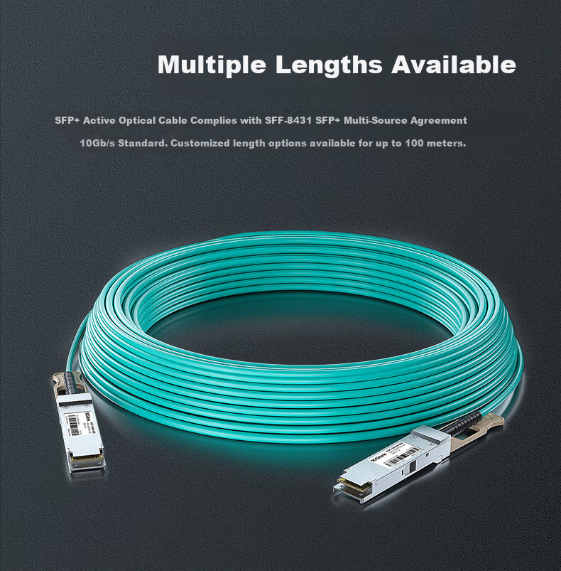 Wanzhaotongguangdian 10 Gigabit SFP+ AOC Active Optical Cable, 10G Stackable Direct-Connect Cable, Compatible with Huawei, Cisco, H3C, Ruijie, INTEL, 1 Meter 4