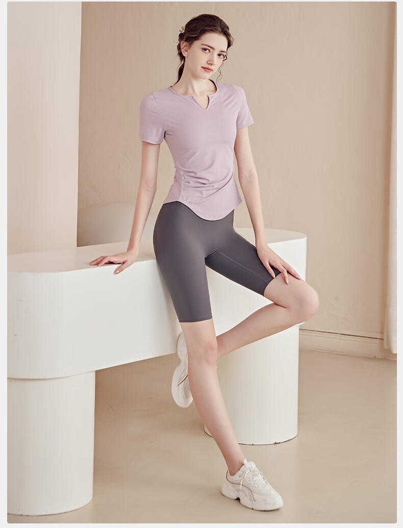 LangSha Women's Short-Sleeve T-Shirt, Spring And Summer Quick-Dry Breathable Training Top, Small V-Neck Fitness Shirt, Professional Running Sports T-Shirt 16