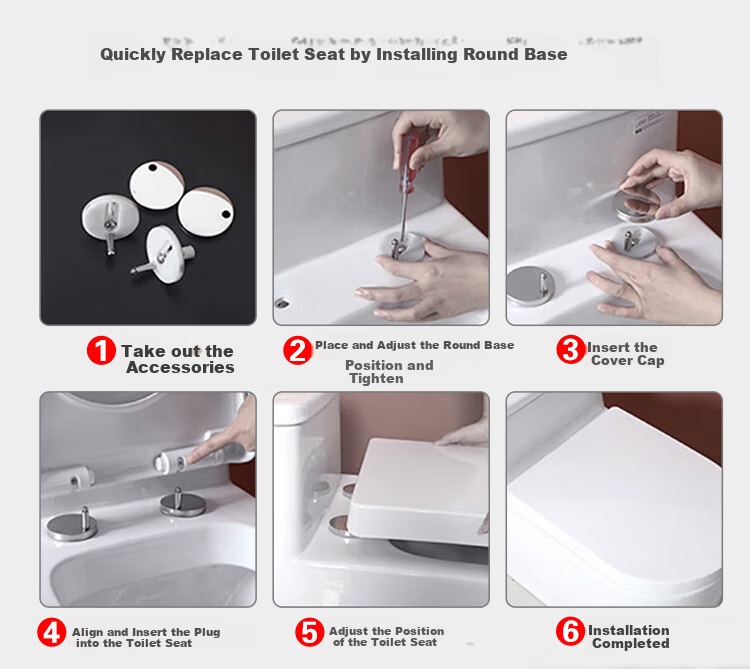 Larsd Toilet Seat, Universal V-Shaped Thickened Toilet Cover Accessory, Old-Style Quick-Release Toilet Ring, Toilet Seat Cover V08 2