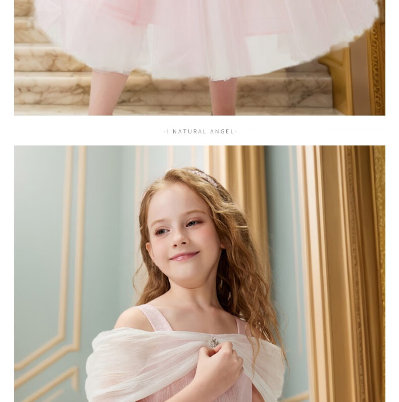 I natural Angel Sleeping Beauty Aurora Princess Dress Girls Pink Fairy Tale Forest Style Birthday Dress 19
