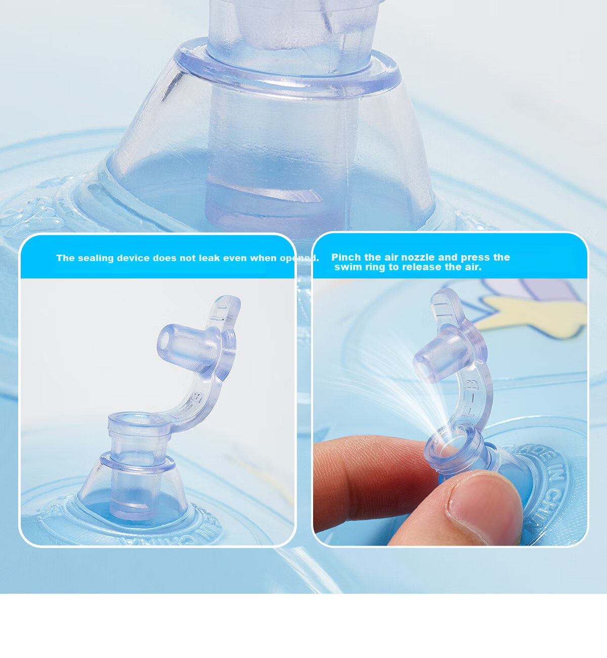 361° Children's Swimming Ring, for Boys And Girls, Anti-Rollover, Suitable for Beginners, Cute Underarm Inflatable Life Buoy, Light Sky Blue 14