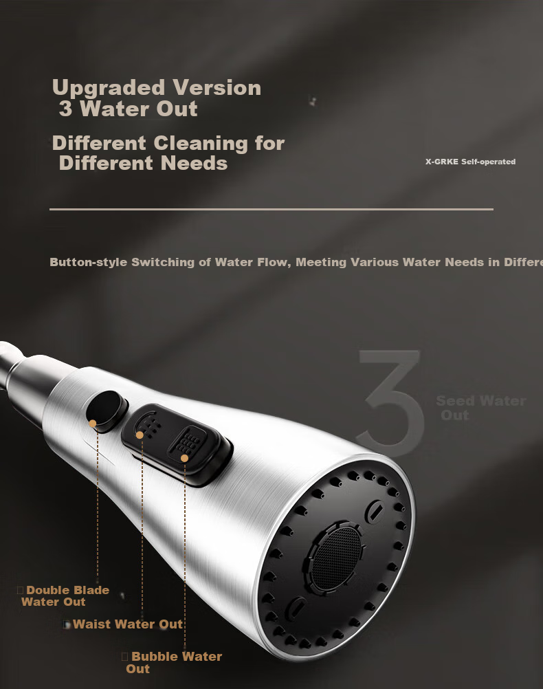 X-GRKE [Germany] Kitchen Faucet with Hot And Cold Water, Pull-Out Design, 304 Stainless Steel Sink Tap GY2D 10