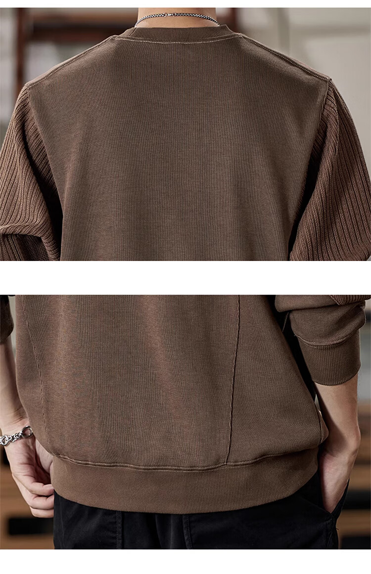 JEEP Men's Color Block Sweatshirt, Loose Fit T-Shirt Undershirt for Spring And Autumn, Casual Heavyweight Menswear, Apricot Color Block, 2XL 14