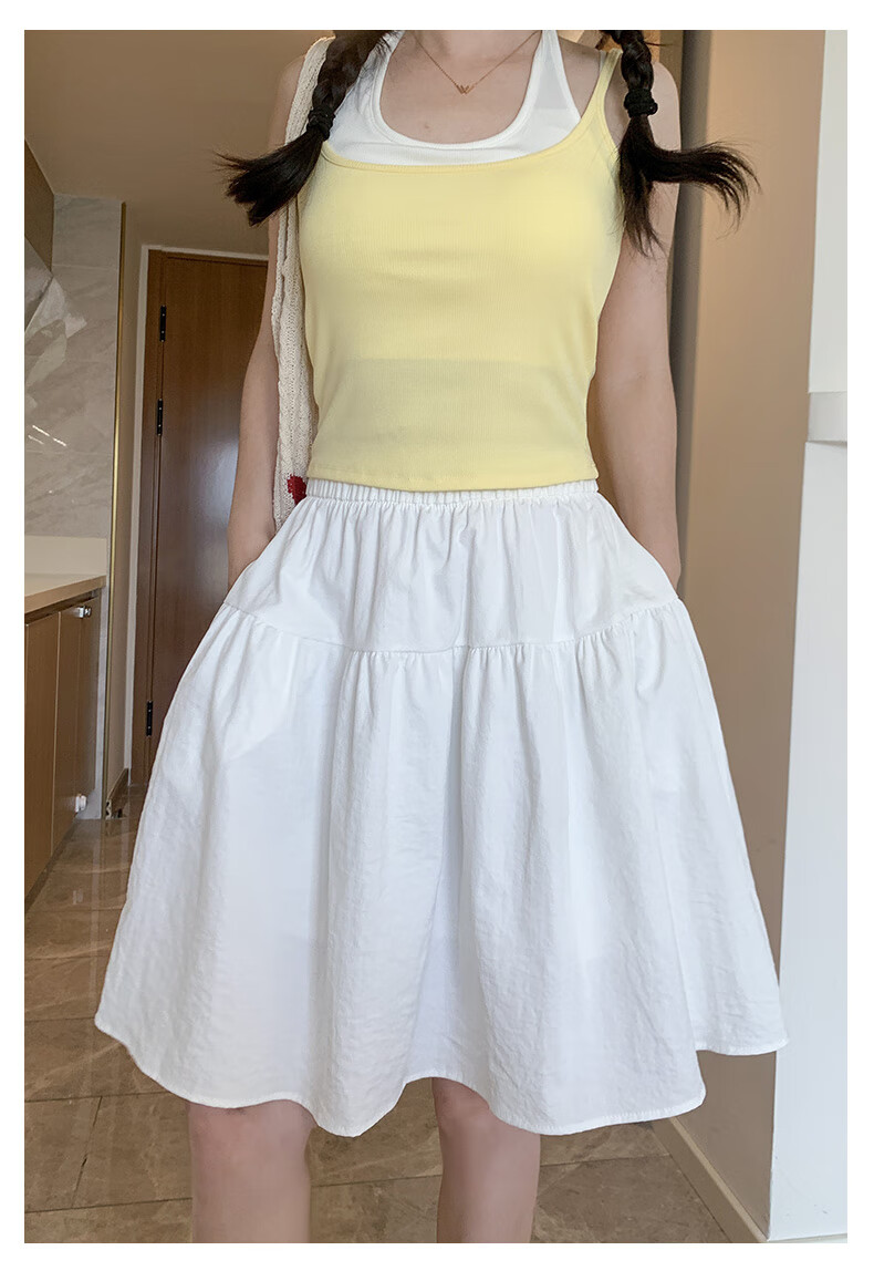 Langsha Cotton-Like Five-Point Short Skirt for Women Summer New Japanese Casual Elastic Waist A-Line Sports Umbrella Skirt 11