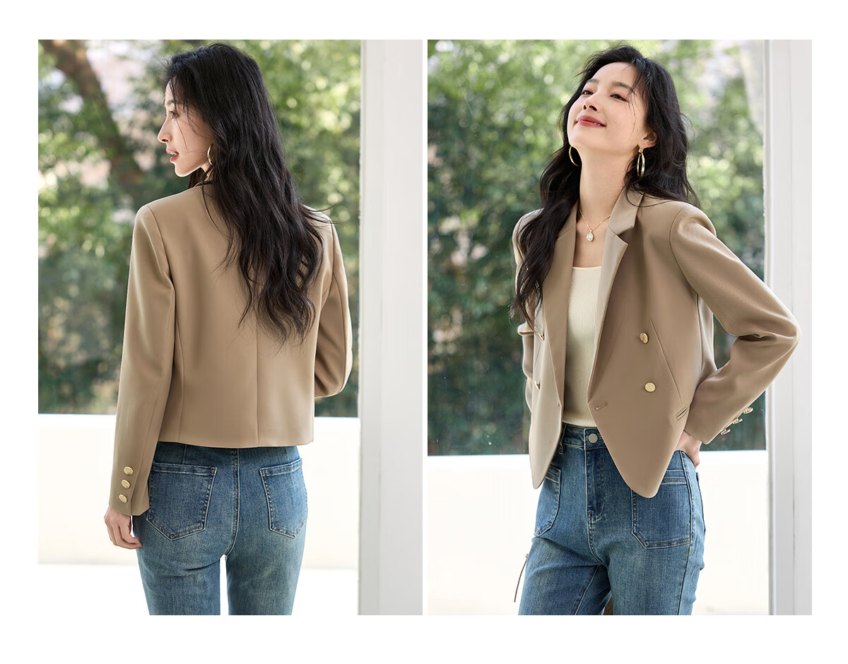 Chushen Spring and Autumn Women's Fashionable Short Casual Blazer Jacket S41U059 9