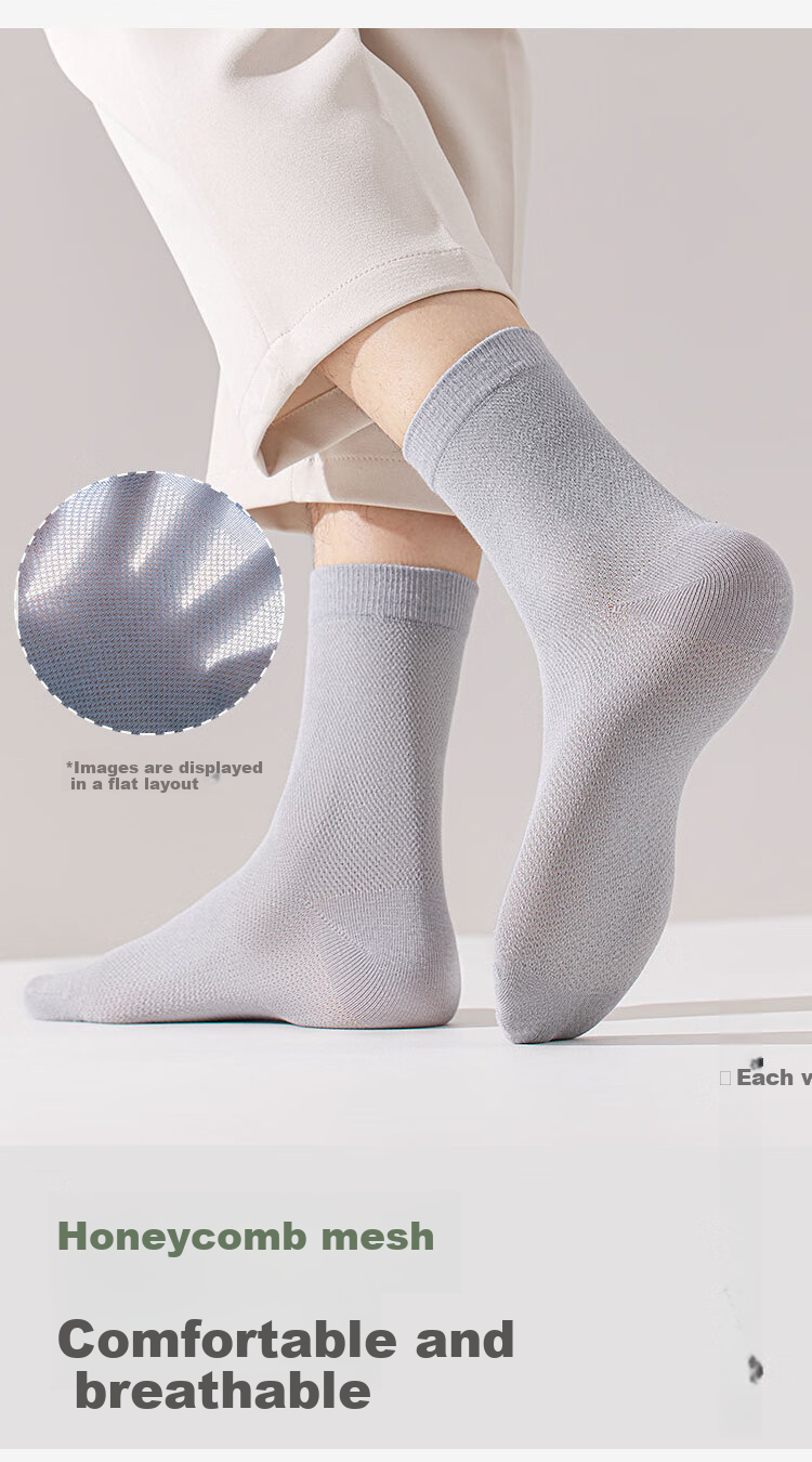 Yiershuang [100% Pure Cotton] Socks for Men, Summer Mesh Socks, Spring And Summer 50S Comfortable Sweat-Absorbing Mid-Calf Socks, 6 Pairs Mixed Colors 10