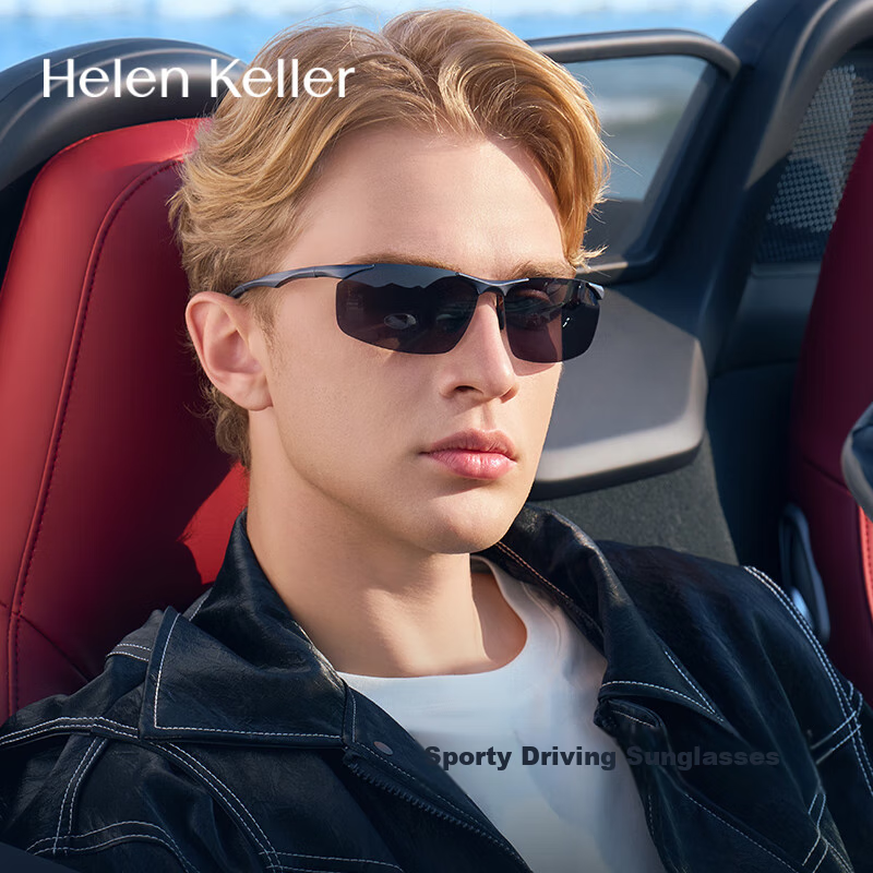 HELEN KELLER Polarized Sunglasses for Men, Driving Glasses, Aluminum-Magnesium Sports Sunglasses, Cycling Goggles HK626P06