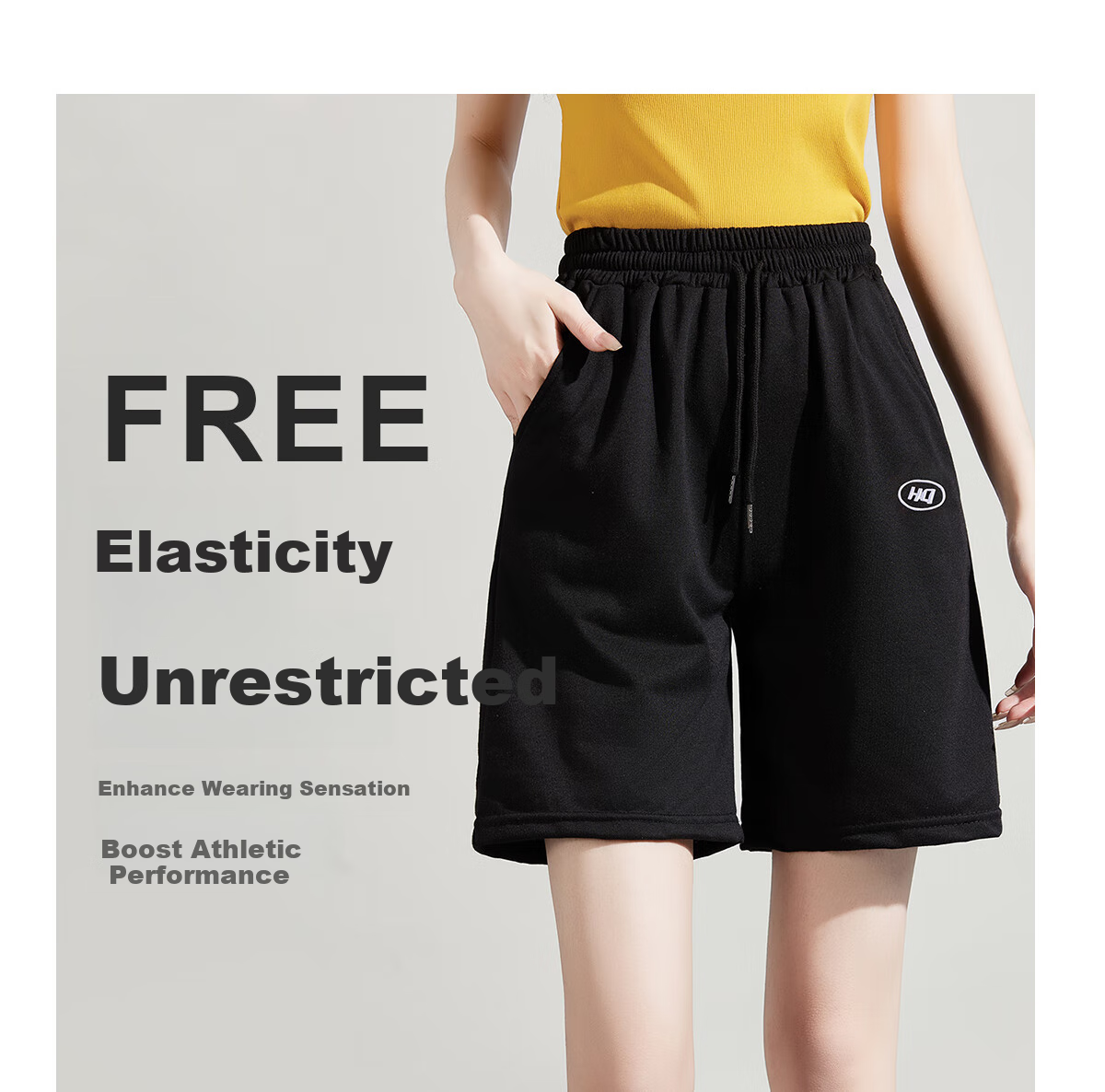 Halo Queen Women's Sports Shorts, Casual High-Waist Mid-Length Pants for Spring And Summer Travel, Loose-Fitting Running Shorts HW1KX61 4