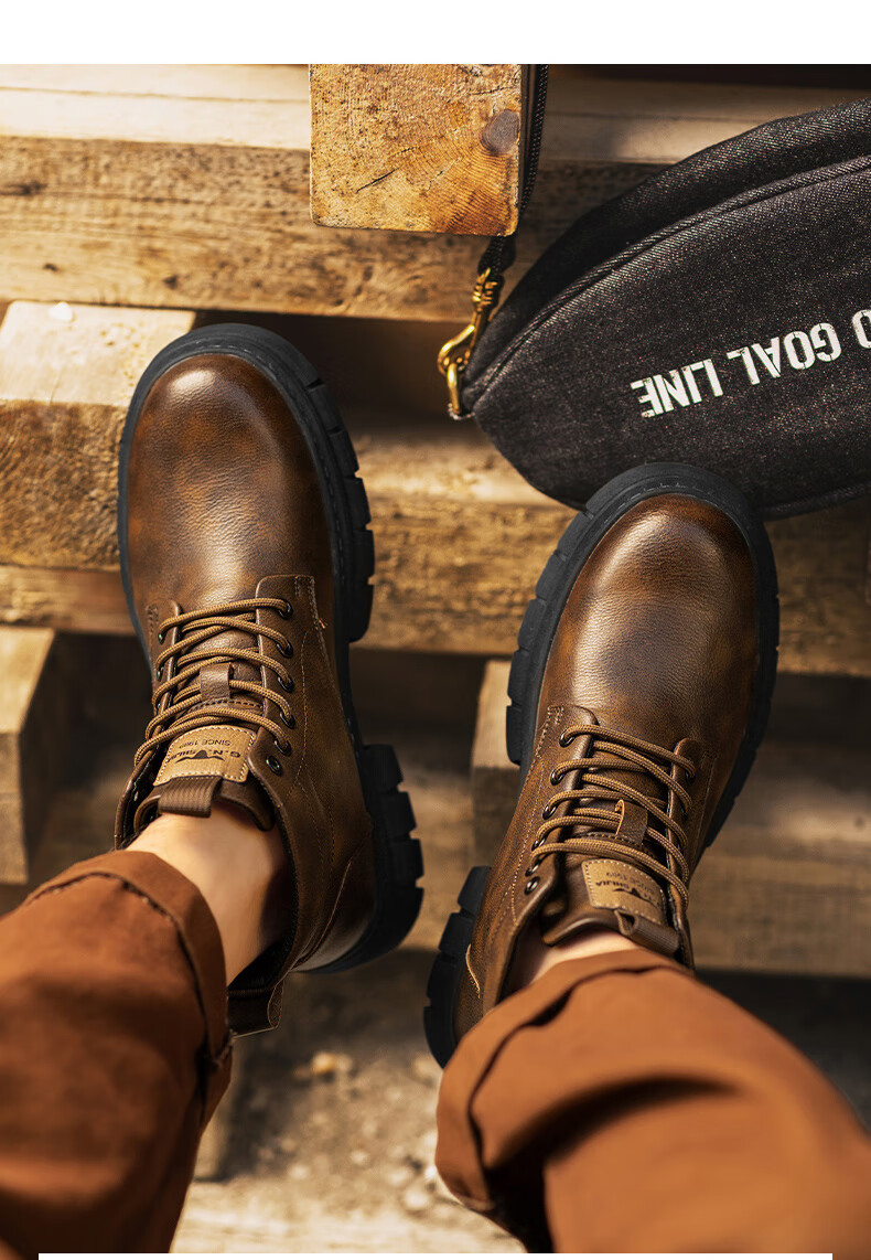 Bull Family Men's Shoes Spring Autumn New British Style Martin Boots Fashion Trendy Men's Work Boots Versatile Durable Shoes 24