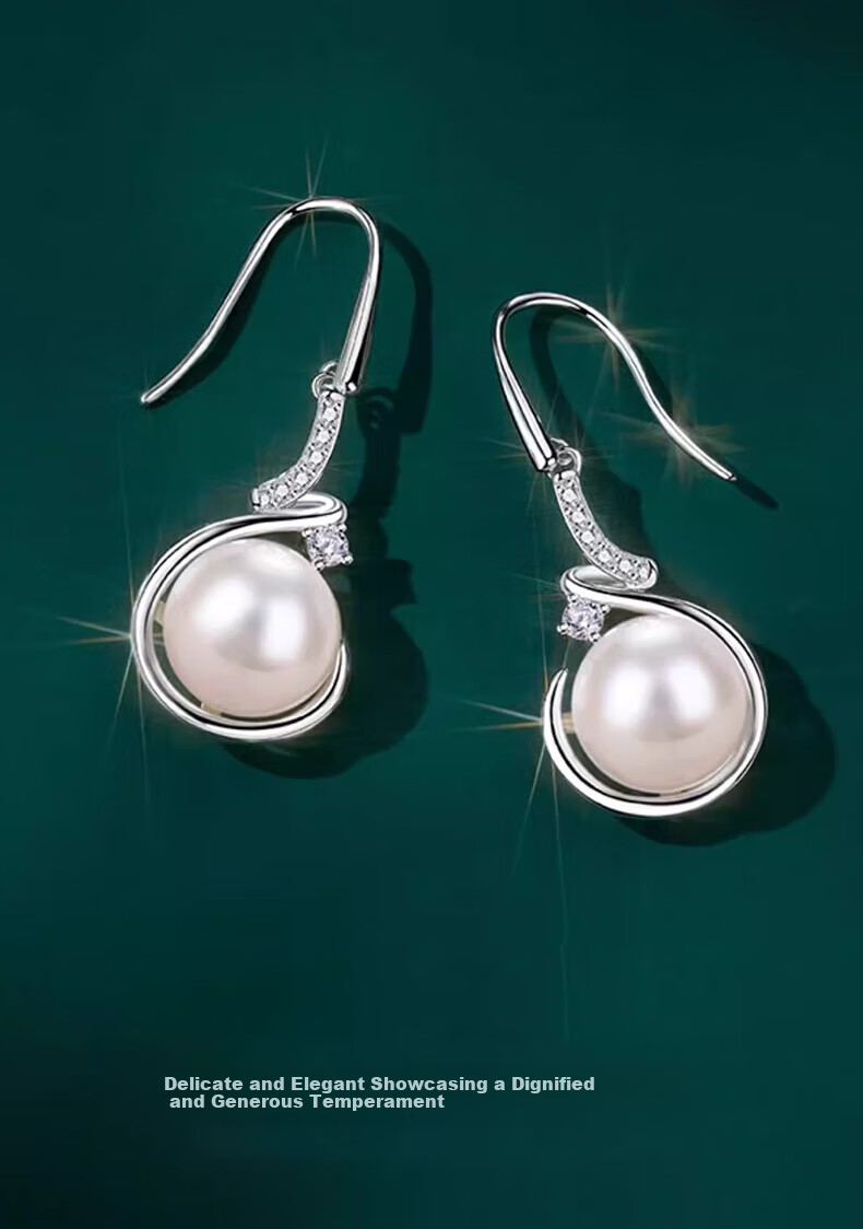 Zhoubaifu Elegant Pearl Earrings for Women, Pearl Studs, Birthday Gift for Girlfriend Or Wife 4