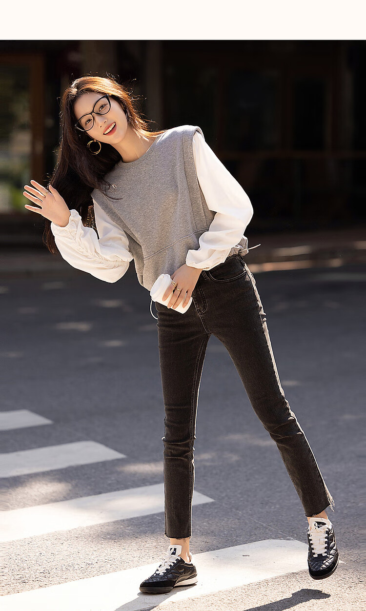 Demana Women's Spring Simple Style Cloud Texture Cotton 3D Adjustable Elastic Sweatshirt Top 8