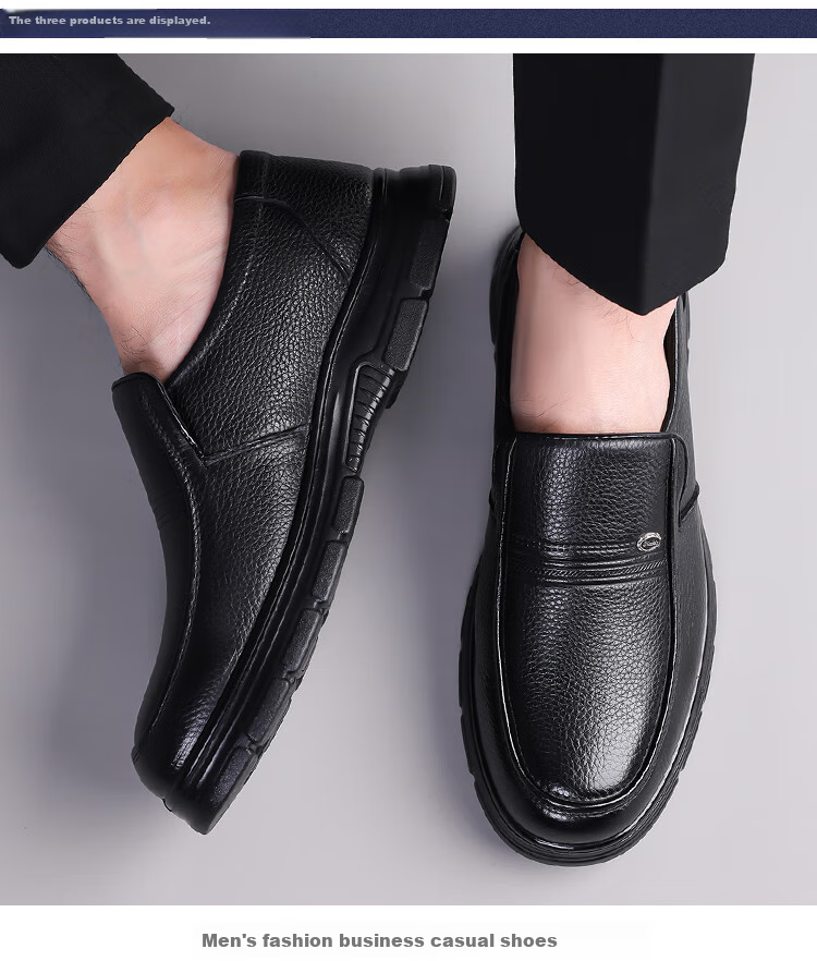 Poitulas Men's Slip-On Business Casual Shoes, Fashionable Lightweight Soft-Soled Loafers, Style 8815, Black, Size 39 7