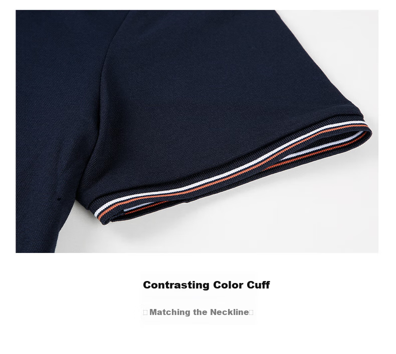 Caizi Men's Summer Short Sleeve Polo Shirt Silk 5A Antibacterial Breathable Embroidered Striped Contrast Collar Solid Color Collar Base Shirt 7