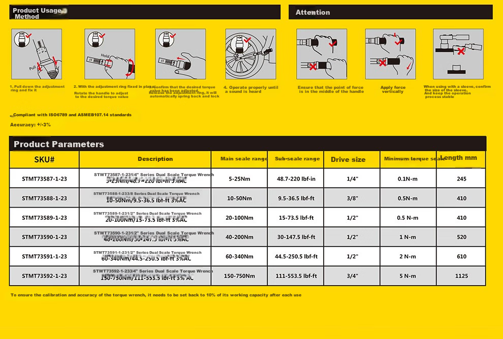 STANLEY 1/4" Series Double Scale Torque Wrench, 5-25Nm, STMT73587-1 2