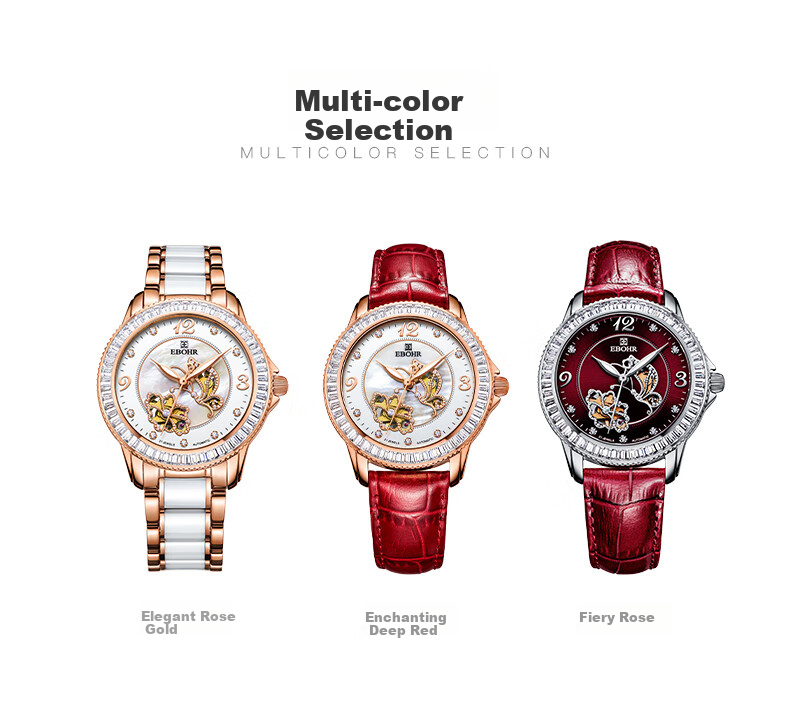 EBOHR Women's Watch, Butterfly Love Ceramic Strap Ladies Mechanical Watch, Light Luxury Exquisite Birthday Mid-Autumn Festival Gift 10880227 7
