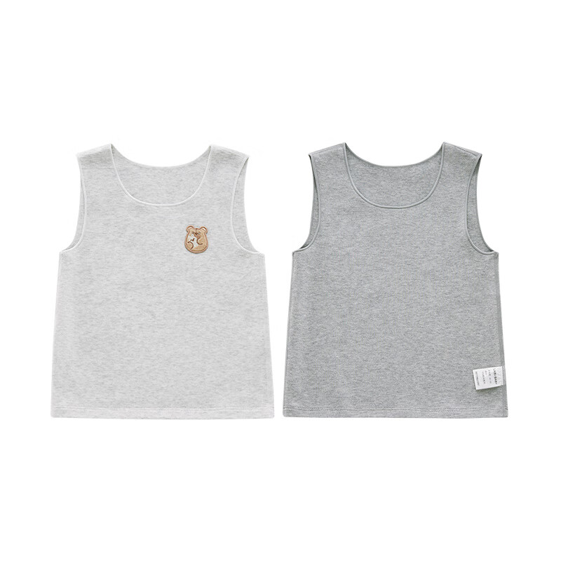 Labi Baby Children's Crew Neck Vest 2-Pack, Four Seasons Stretch, Unisex Toddler Baby Home Base Layer Vest, Heather Gray, Size 100