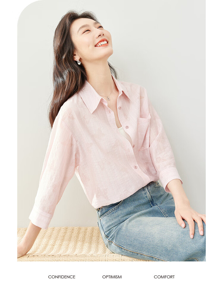 Fansiman Premium Tencel Shirt Women 2026 Summer Pink Loose Elegant Top Light Blue L 22