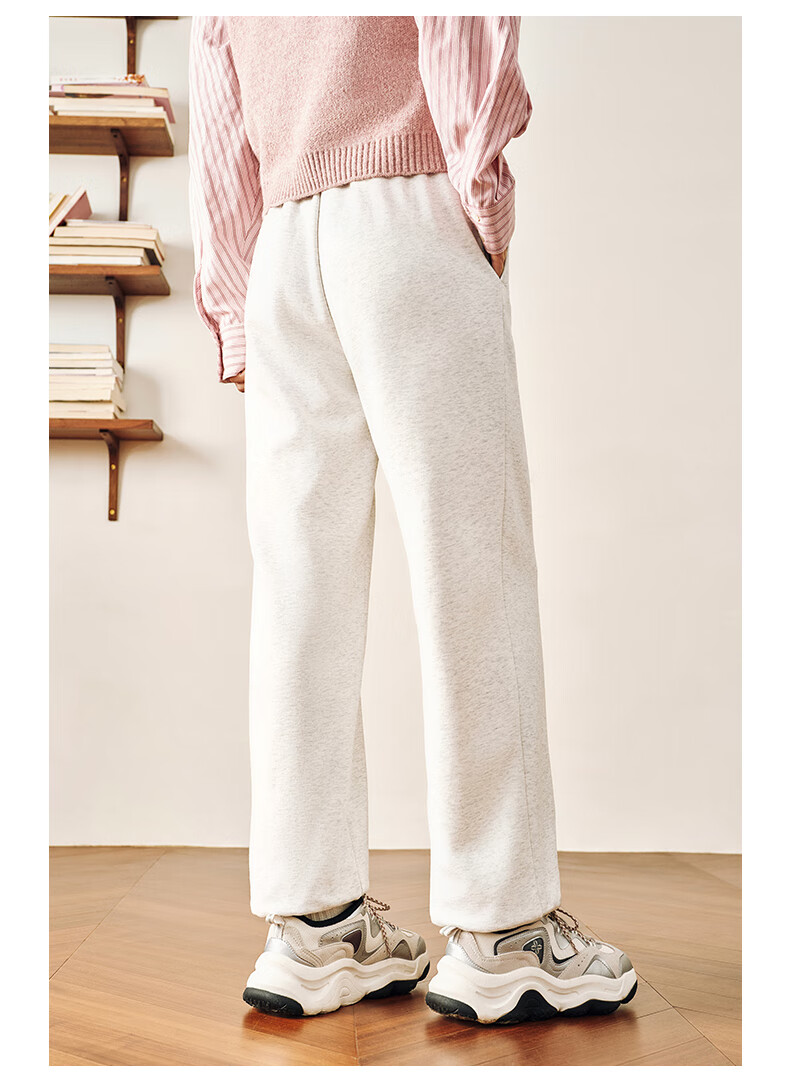 ANTA Snow Owl Fleece-Lined Knit Jogger Pants Women's Winter Casual Warm Trousers College Sports Pants 37