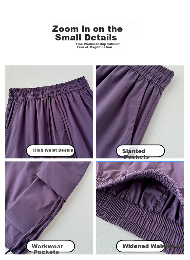 Ziyouxi Wide-Leg Cargo Shorts for Women, Summer 2026 New Style, High-Waist Quick-Dry, Petite Wide-Leg, Outdoor Sports Knee-Length Shorts 7