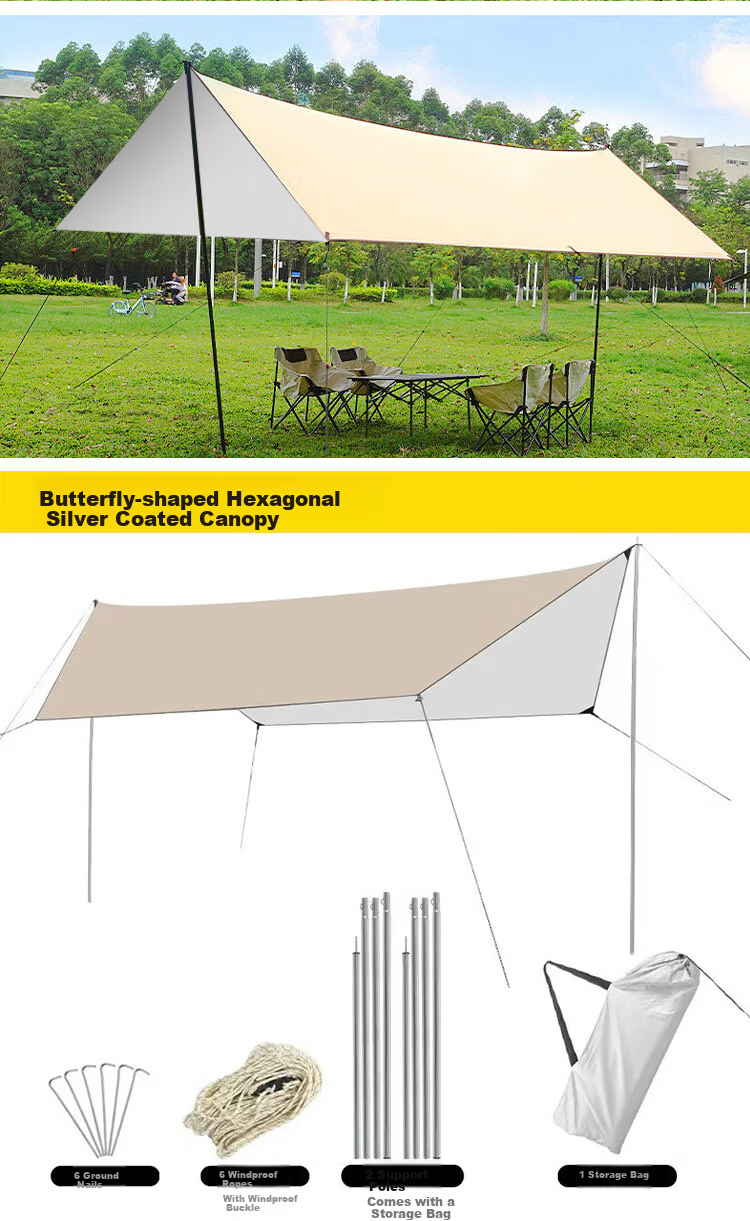 Beifute Outdoor Camping Silver-Coated Car Side Canopy Tent, Sunshade Shelter, Rainproof, Portable Picnic Equipment for 6-10 People 10