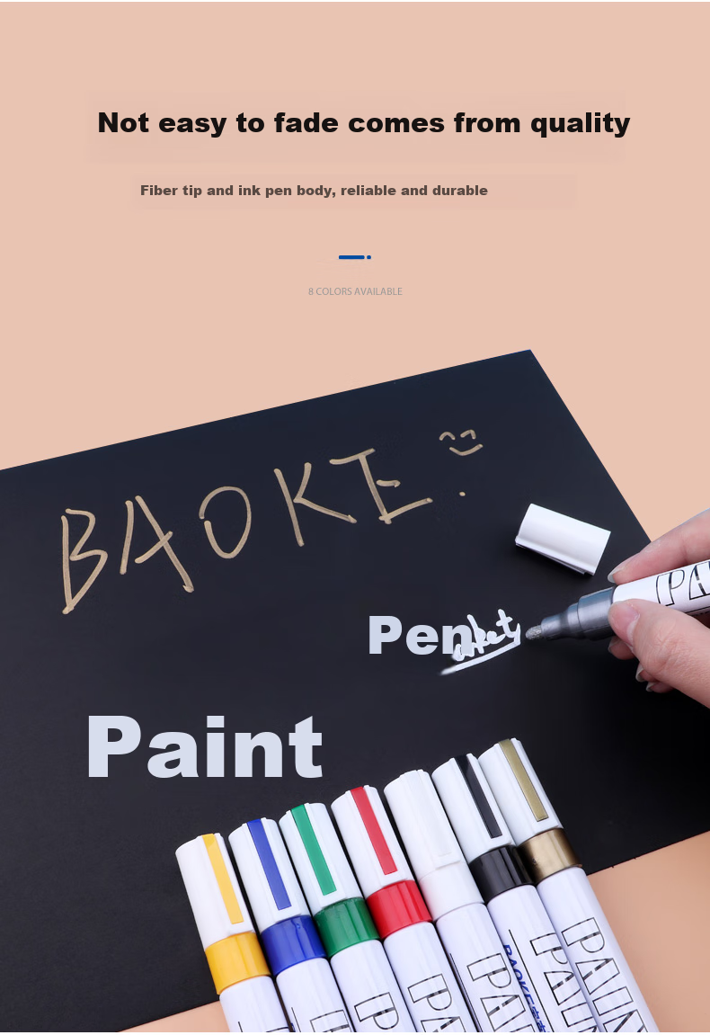 BAOKE MP510 White Oil-Based Marker Pen, Signature Pen, Check-In Pen, Note-Taking Pen, Graffiti Pen, 12 Pens/box 2