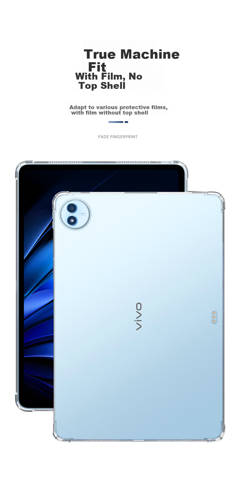 BIAZE Compatible with Vivo Pad5 Pro/3 Pro/iQOO Pad5 Pro 13-Inch Tablet Case, TPU Shockproof Corner Protection Cover PB575 - Transparent White 3