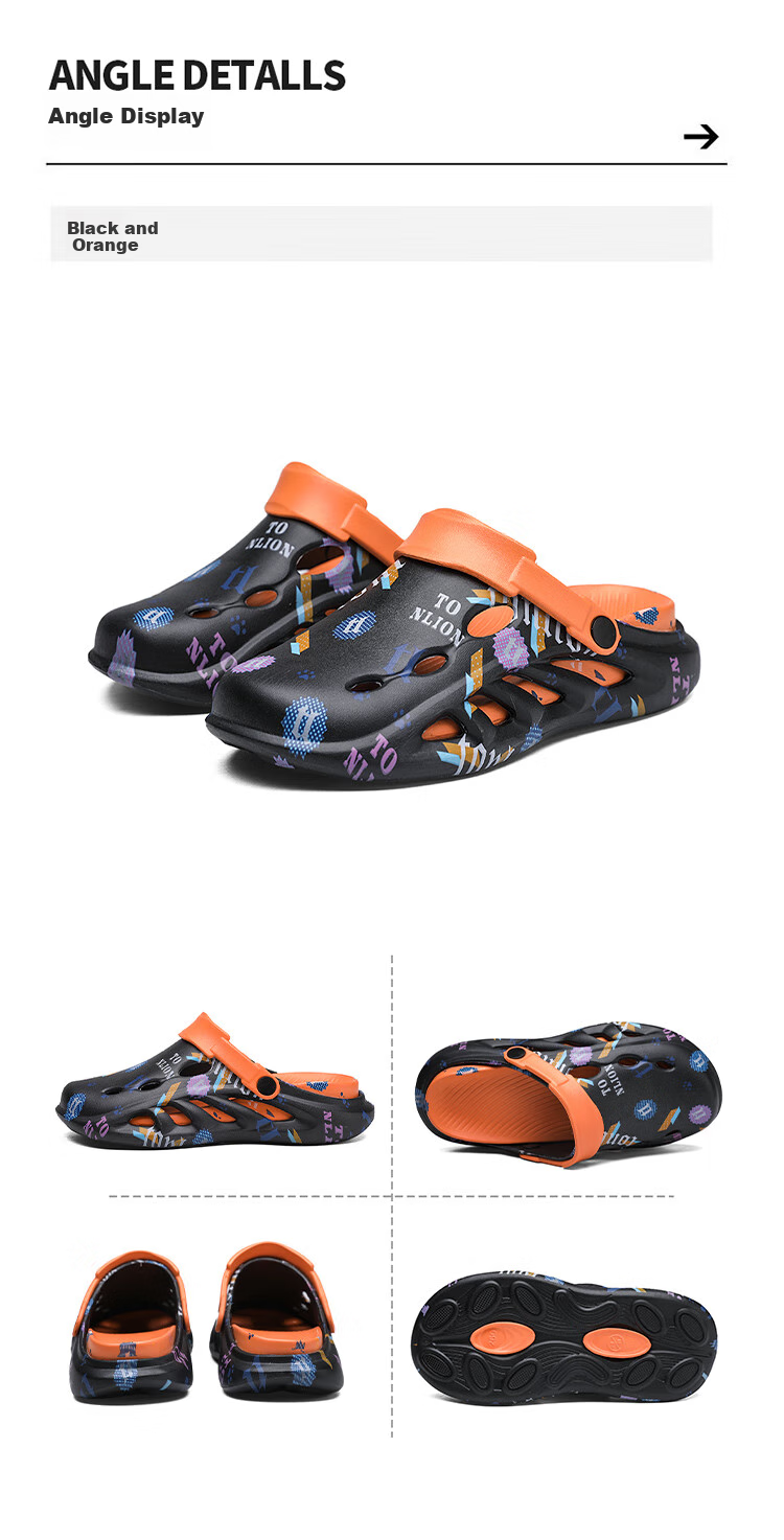 TonLion Sandals for Men, Summer Hole Shoes, Men's Outdoor Slippers, Comfortable Closed-Toe Beach Shoes 9