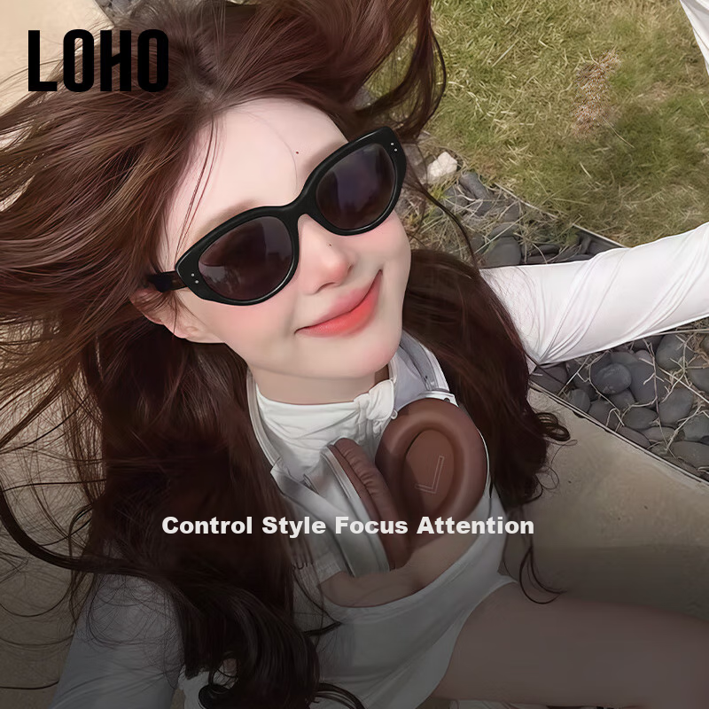LOHO 2026 New Narrow Frame Cat-Eye Sunglasses for Women, Small Frame Sunglasses for Men, Sun Glasses, Slimming And High-End Look LH09639