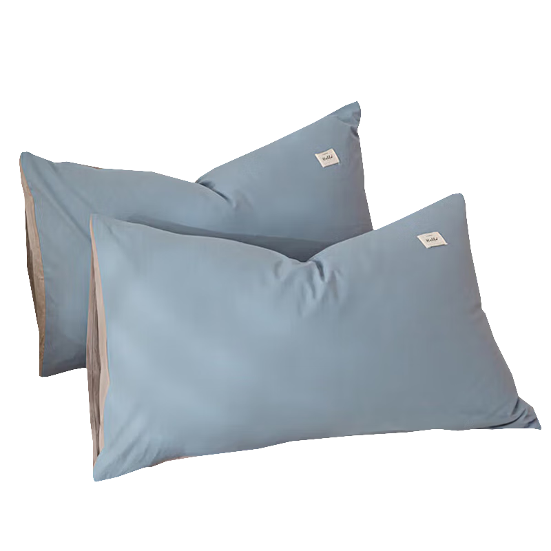 Wuyinliangpin Class A Pure Cotton Pillowcase, 100% Cotton Pillow Cover, 48x74cm, Single Pack, Light Blue-Gray