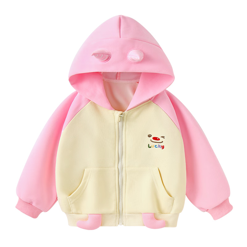 Badibadi Autumn Winter Baby Girls Hooded Cardigan Sports Casual Loose Fit Versatile Cute Monster 120