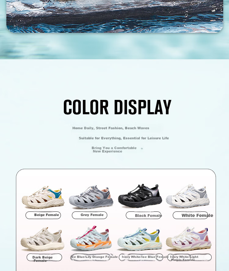 HUMTTO Outdoor Sports Sandals for Women, Closed-Toe Beach Shoes, Quick-Drying Water-Friendly River Tracing Shoes, Ice Blue/orange Blossom Plum, Size 37 2
