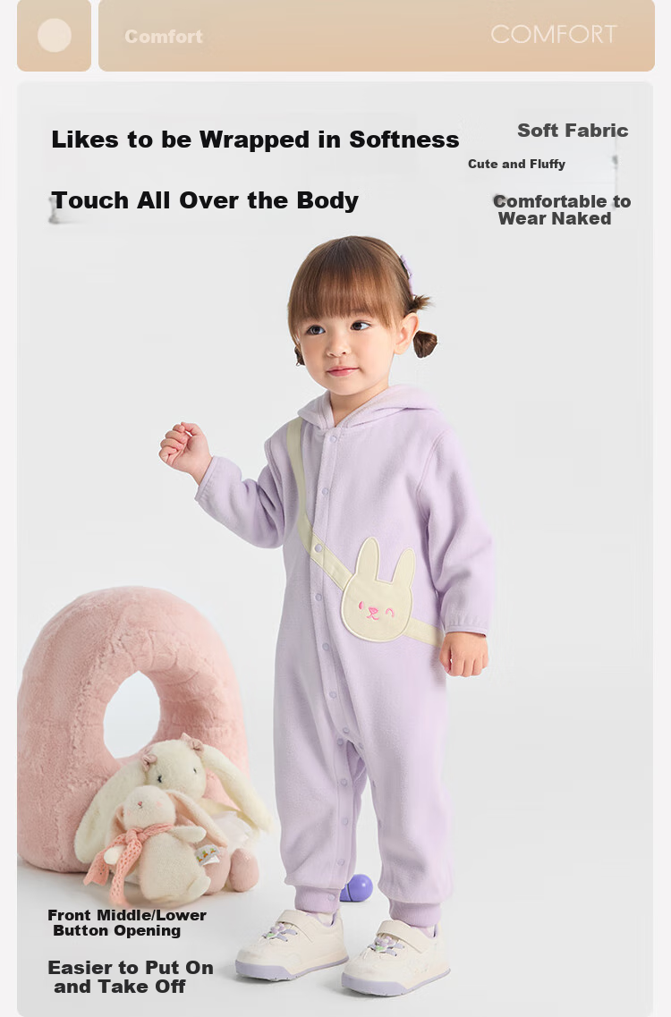 BALABALA Baby Romper Autumn Outfit, Infant Outdoor Onesie, Trendy Cute Fleece-Lined Bodysuit, 209325120203 2