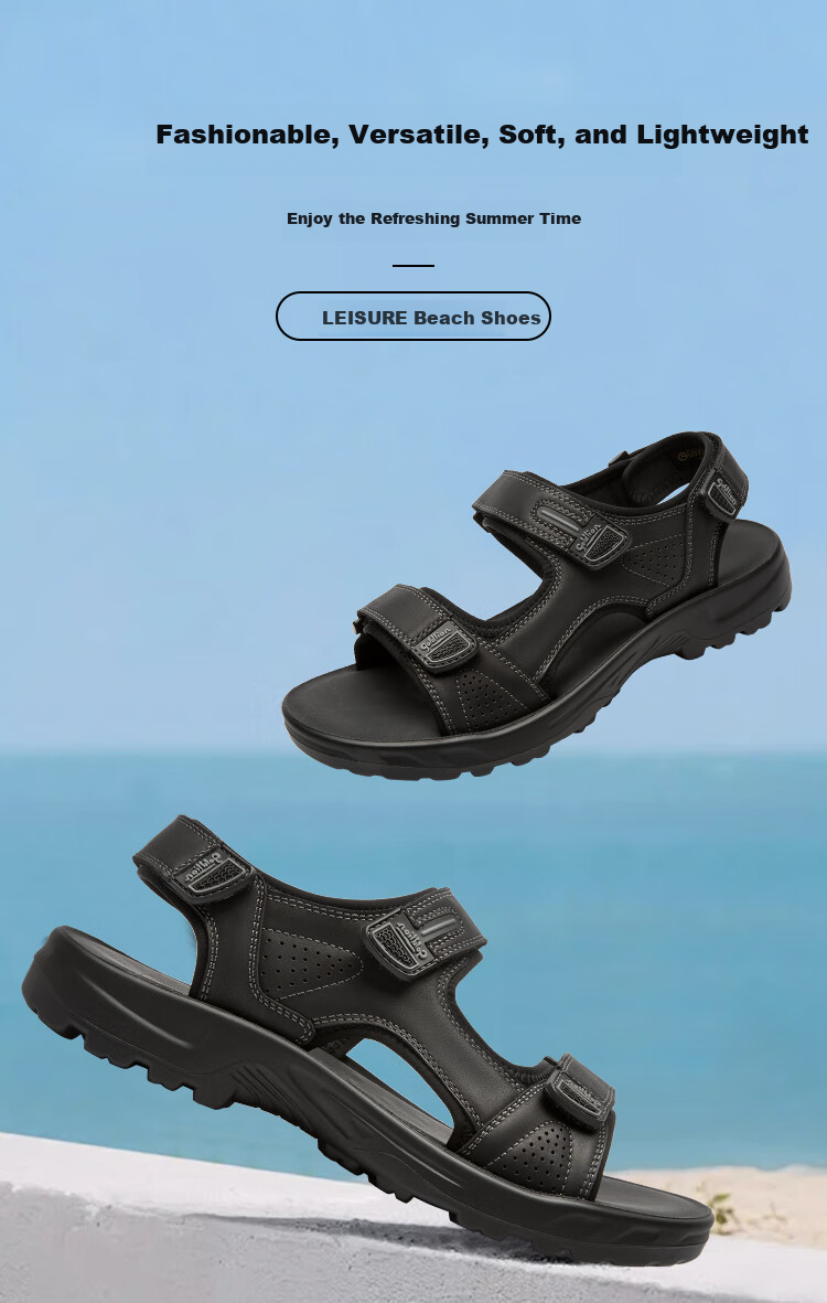 Goldlion Men's Shoes, Summer New Style Men's Sandals, Lightweight Comfortable Outdoor Beach Shoes, G596520048AAF, Black, Size 38 1