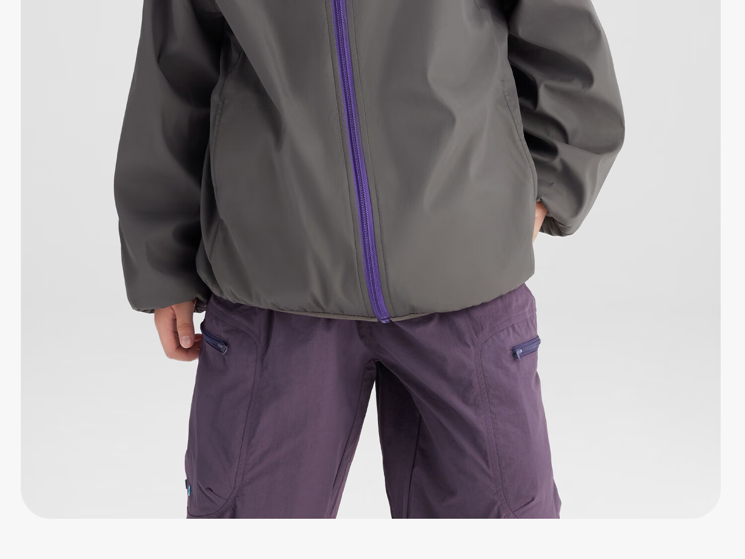 Zuoxi Boys' Fleece-Lined Jacket, 2026 New Children's Softshell Outerwear, Fleece Integrated Top, Gray, Size 160 48