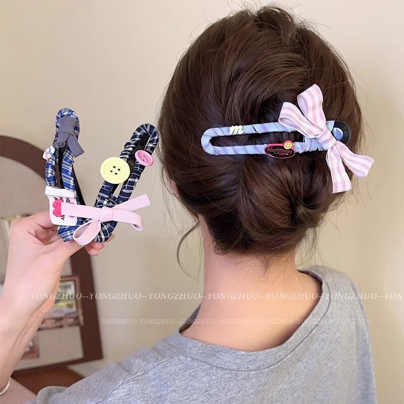 BQI Bow Hair Clip for Women, Back of Head Elegant Bun Duck-Bill Clip, Large Hair Claw Clip, 2025 New Style