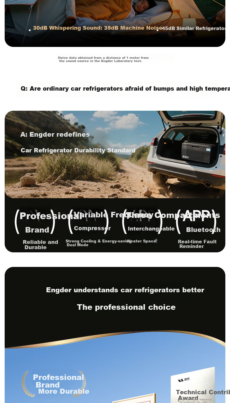 Yingdeer Car Refrigerator FC20L, Dual-Compartment Compressor, Pure Vehicle Refrigeration And Freezing Mini Fridge, 12V/24V/220V 4