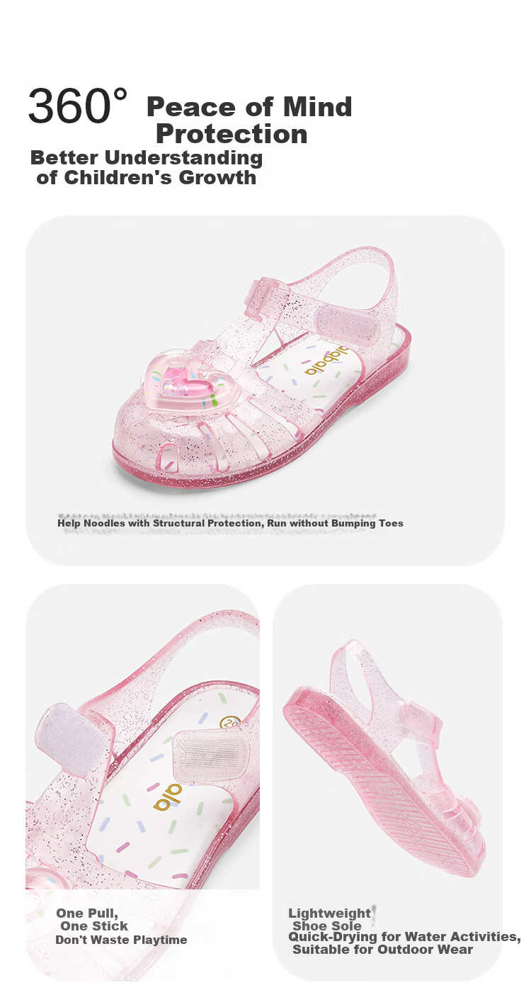BALABALA Children's Sandals, Girls' Shoes, Summer 2025 Beach Jelly Shoes, Non-Slip Baby Shoes, 209225141004 5