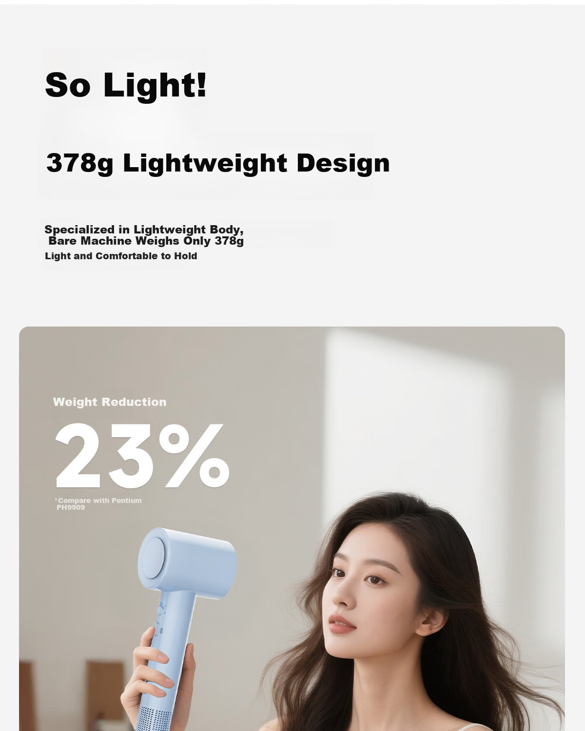 POVOS [Mid-Autumn Festival Gift] P7 High-Speed Hair Dryer for Home And Student Dormitory, Negative Ion, High Power, Quick-Drying, Low Noise PH7001 Sea Salt Blue, Gift for Girlfriend Or Wife 9