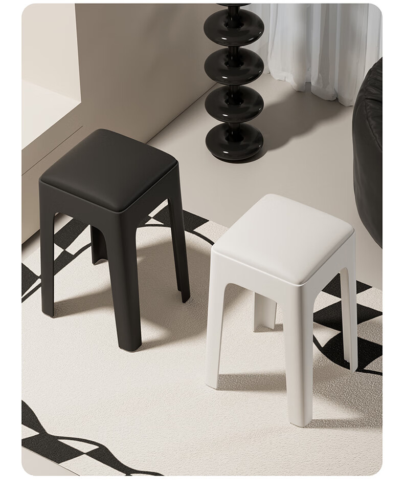40,000 Kilometers Plastic Stool Thickened Stackable Square Stool Modern Simple Durable Dining Stool Spare High Chair 3