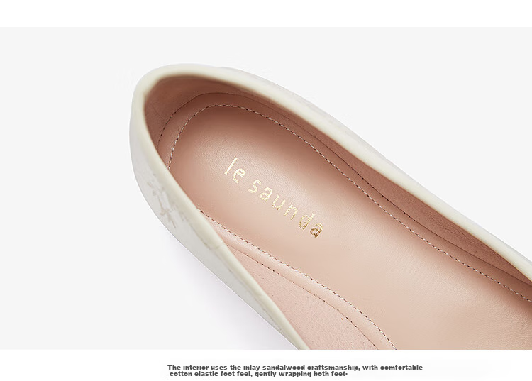 Le Saunda 2025 New Ink-Style Modern Chinese Commuter Low-Cut Low-Heel Women's Flats 5T02001 Black BKF Size 38 4