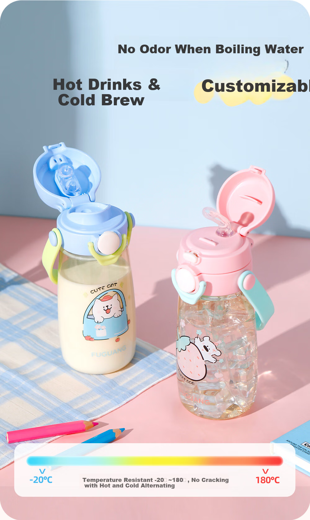 Fuguang PPSU Water Bottle, Children's Plastic Cup, Kindergarten Students, Pregnant Women, New Straw Cup for Girls, Summer, 540ml 6